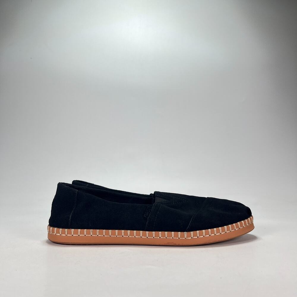 TOMS Alpargata Black Suede Leather Wrap Casual Sip On Shoes Women's Size 8.5